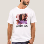 Camiseta T-Shirt Legal Grunge Foto de Texto Personalizado<br><div class="desc">Excelente presente para o seu namorado! T-shirt personalizada que diz a sua própria mensagem personalizada ou texto numa imagem de tipografia legal em tons de grunge num recorte de máscara legal angustiado. Personalização simples e fácil!</div>