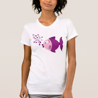 Camiseta T-shirt leve básico das mulheres dos peixes roxos