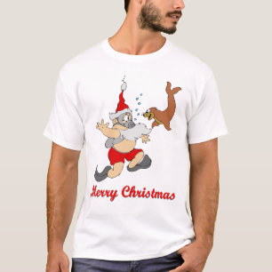 Camiseta T-shirt leve do papai noel do mergulhador
