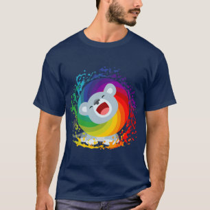 Camiseta T-Shirt Lion Branco Arco-Íris Branco Cute