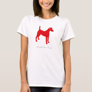Camiseta T-shirt liso do Fox Terrier (silhueta vermelha)