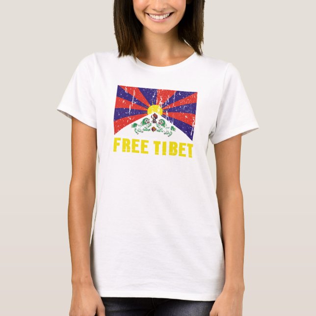 Camiseta T-shirt livre da bandeira de Tibet (Frente)