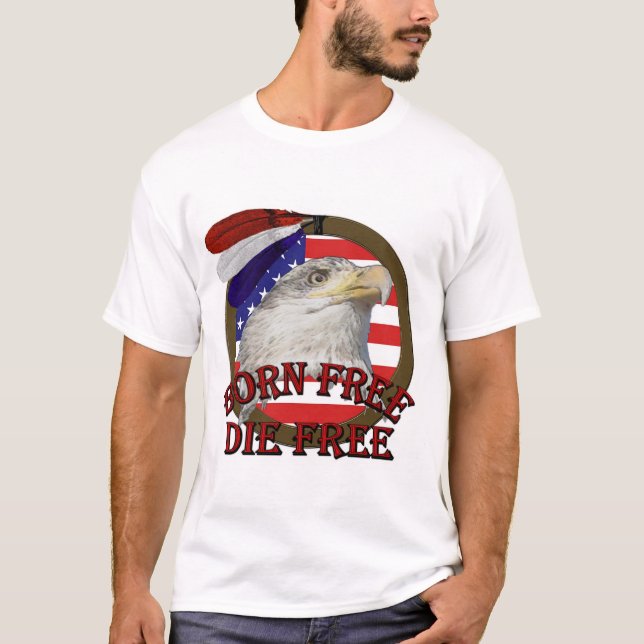 Camiseta T-shirt livre de Eagle do americano do nascer (Frente)