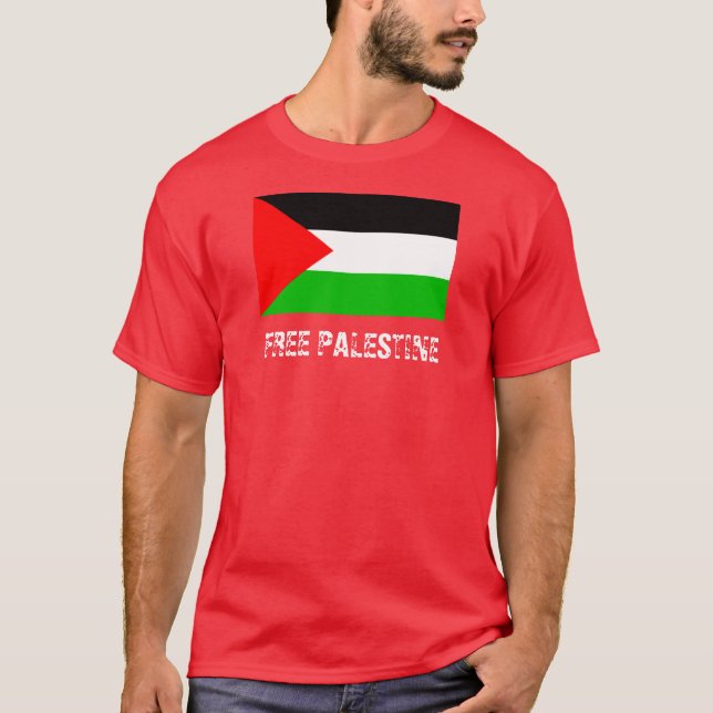Camiseta T-shirt livre do vermelho de Palestina (Frente)