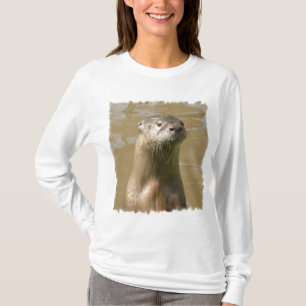 Camiseta T-shirt longo da Capa da lontra curiosa