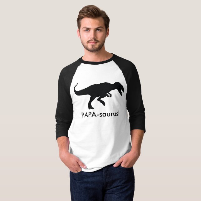 Camiseta T-shirt longo da Capa da Papá-saurus (Frente Completa)