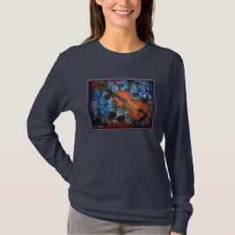 Camiseta T-shirt longo da Capa das mulheres do violino do