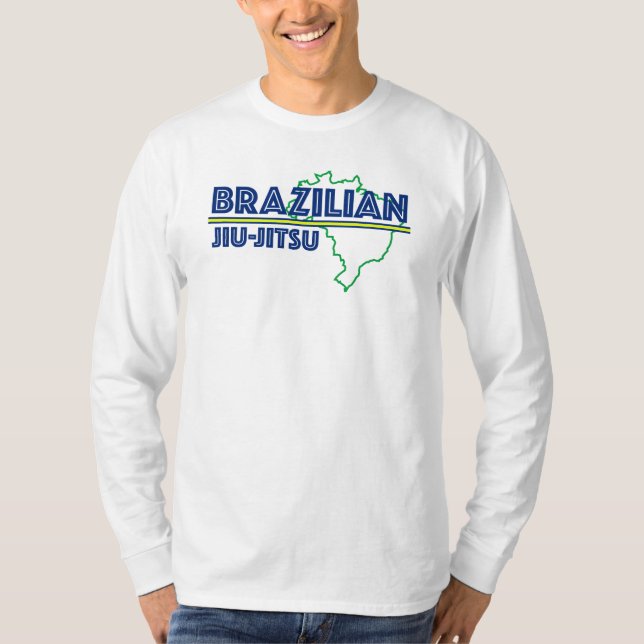 Camiseta T-shirt longo da Capa de Jiu Jitsu do brasileiro (Frente)