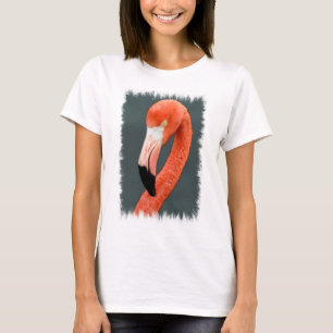 Camiseta T-shirt longo da Capa do flamingo brilhante