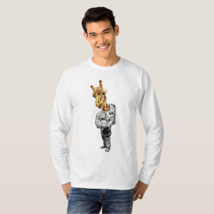 Camiseta T-shirt longo da Capa do girafa do espaço