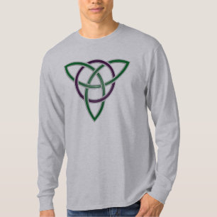 Camiseta T-shirt longo da Capa do nó verde de pedra da