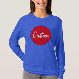 Camiseta T-shirt longo da Capa do voleibol vermelho feito
