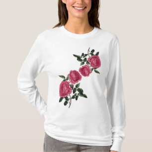Camiseta T-shirt longo da Capa dos rosas malva cor-de-rosa
