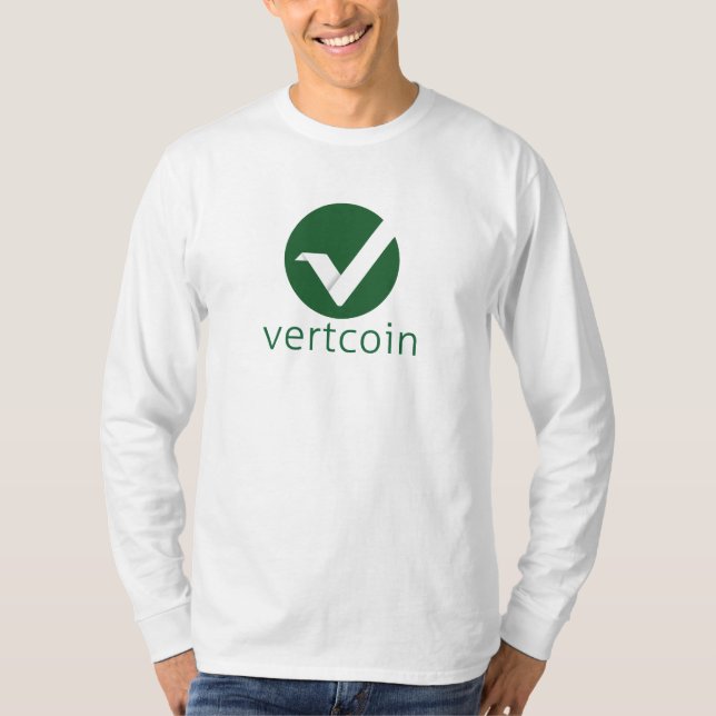 Camiseta T-shirt longo da luva de Vertcoin (VTC) (Frente)