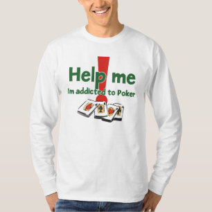 Camiseta T-shirt longo da luva do viciado do póquer
