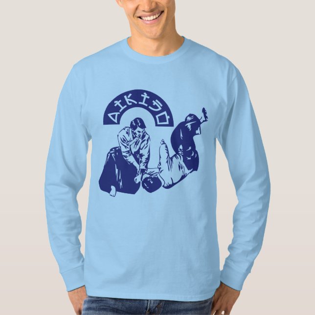 Camiseta T-shirt longo do Aikido da Capa (Frente)