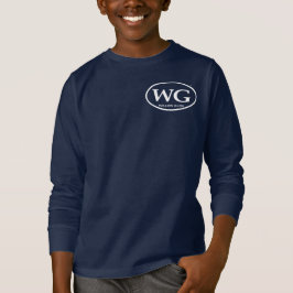 Camiseta T-shirt longo do WG do marinho da Capa dos miúdos