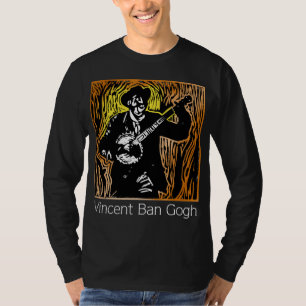 Camiseta T-shirt longo escuro da luva dos homens de Gogh da