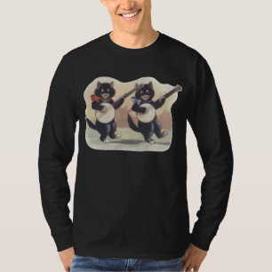 Camiseta T-shirt longo escuro da luva dos homens do duo do