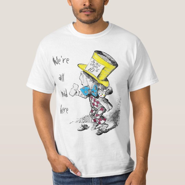 Camiseta T-shirt louco do tea party do Hatter (Frente)