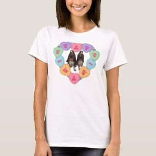 Camiseta T-Shirt Love Candy Hearts Com Bassets