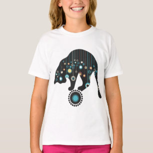 Camiseta T-shirt lunático do gato das flores