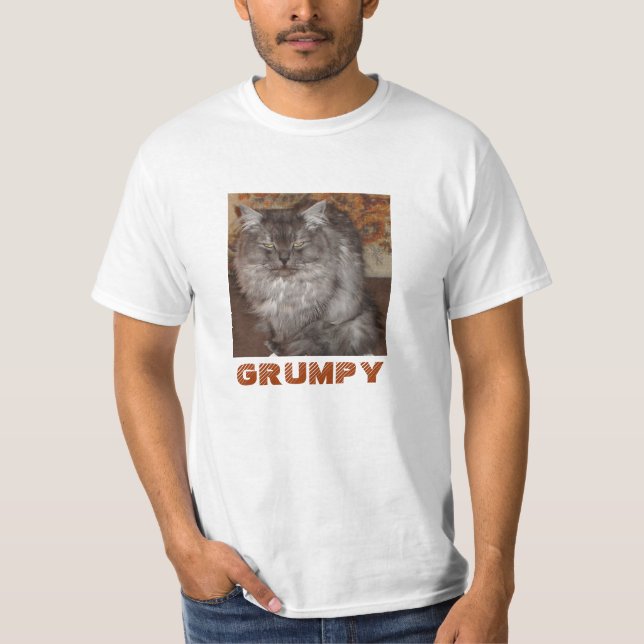 Camiseta T-shirt MAL-HUMORADO do gato (Frente)
