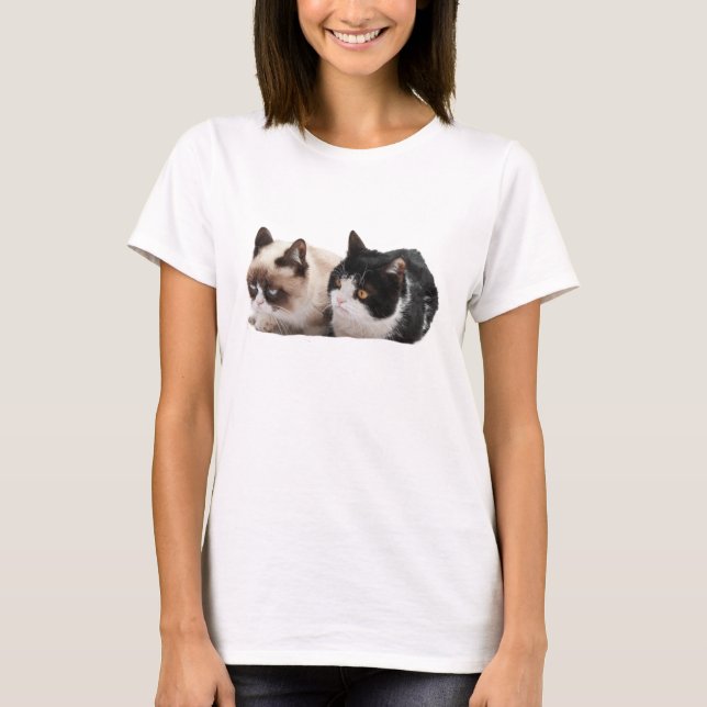 Camiseta T-shirt mal-humorado do gato e do Pokey (Frente)