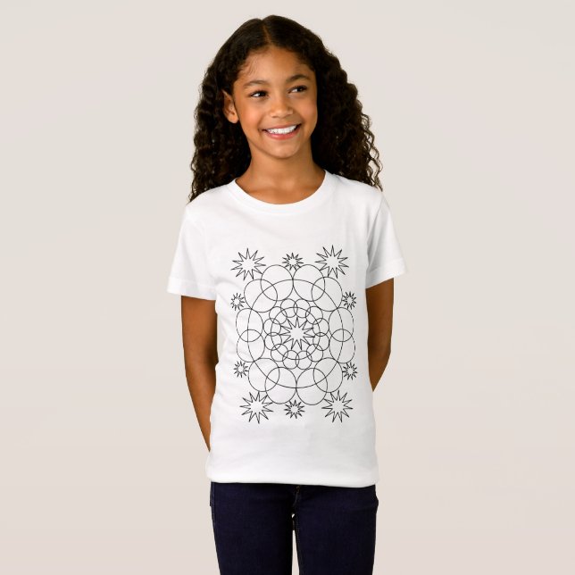 Camiseta T-shirt - Mandala Design para Cor (Frente Completa)