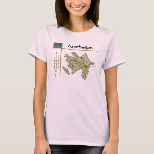 Camiseta T-Shirt Mapa + Bandeira + Título do Azerbaijão
