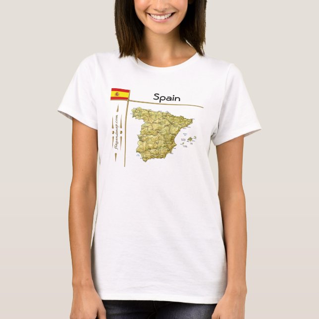 Camiseta T-Shirt Mapa da Espanha + Bandeira + Título (Frente)