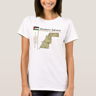 Camiseta T-Shirt Mapa da Sahara Ocidental + Bandeira + Títu