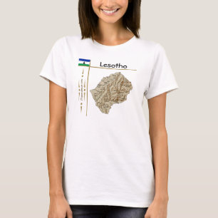 Camiseta T-Shirt Mapa Lesoto + Bandeira + Título