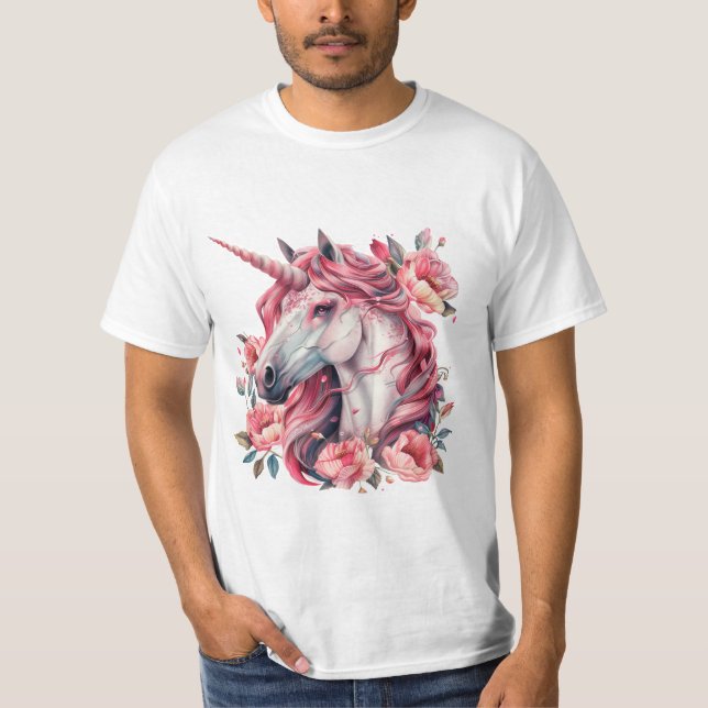 Camiseta T-shirt masculina com um unicórnio. (Frente)