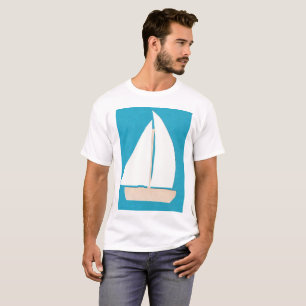 Camiseta T-shirt masculina com veleiro branco