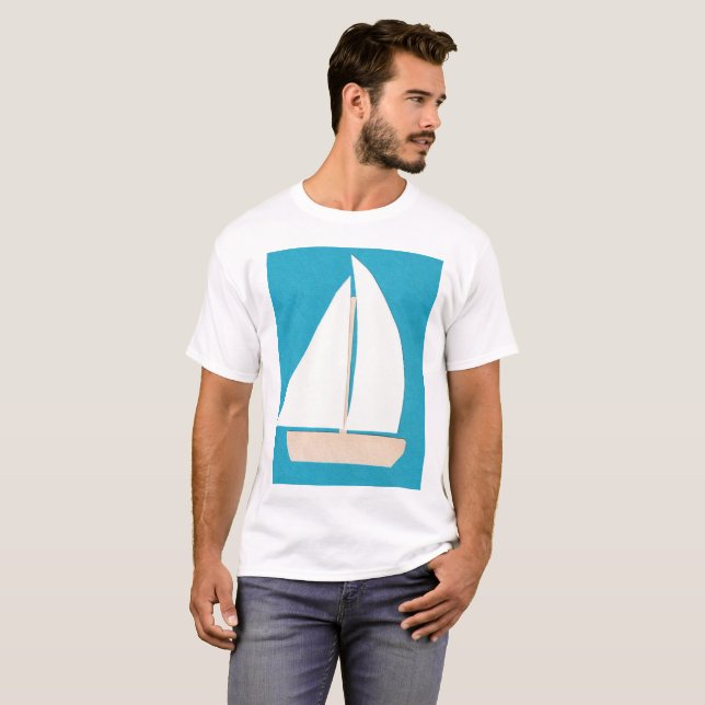 Camiseta T-shirt masculina com veleiro branco (Frente Completa)