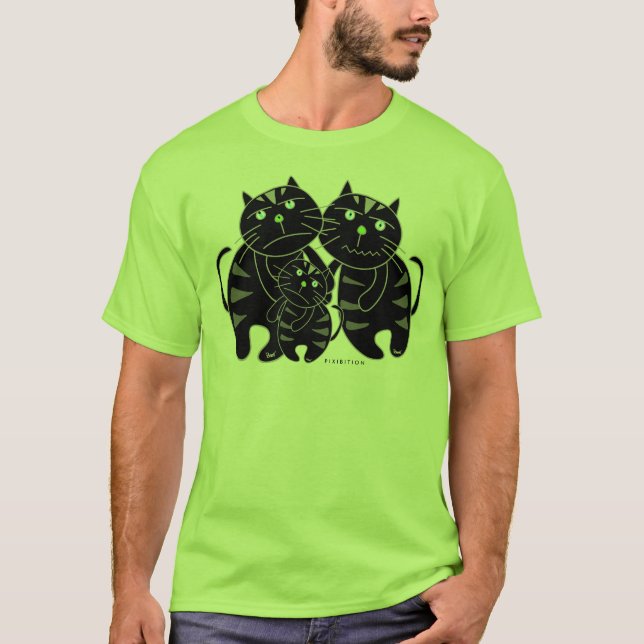 Camiseta T-shirt mau da família de gato preto (Frente)