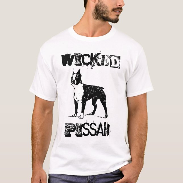 Camiseta T-shirt mau de Pissah Boston Terrier (Frente)