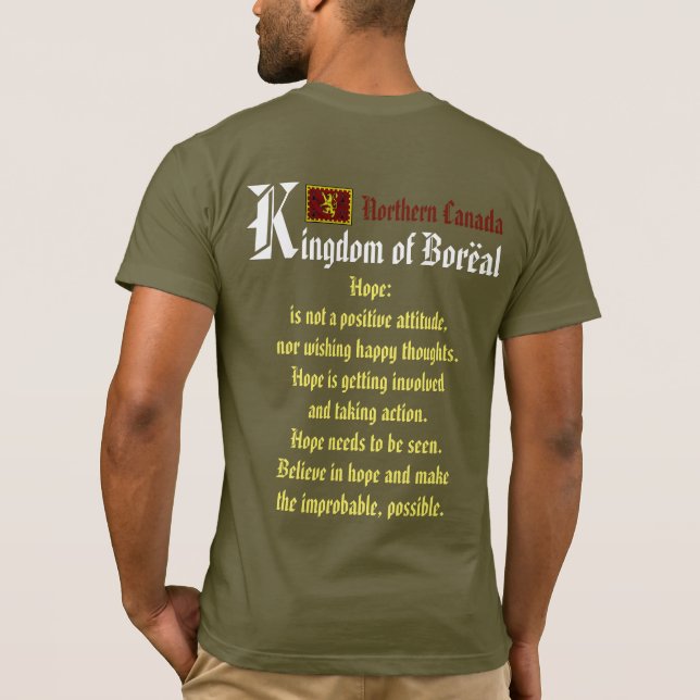 Camiseta T-shirt medieval da vila da floresta boreal (Verso)