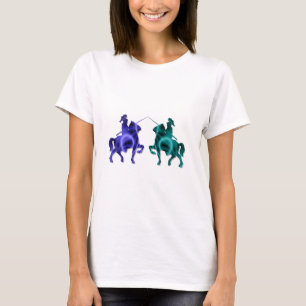 Camiseta T-shirt medieval das senhoras dos cavalos