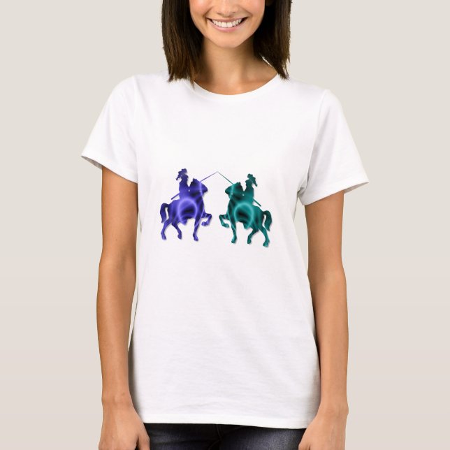 Camiseta T-shirt medieval das senhoras dos cavalos (Frente)