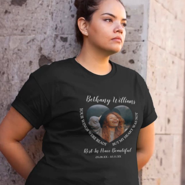 Camiseta T-Shirt Memorial de Foto Cardíaca Personalizada Mo (Criador carregado)