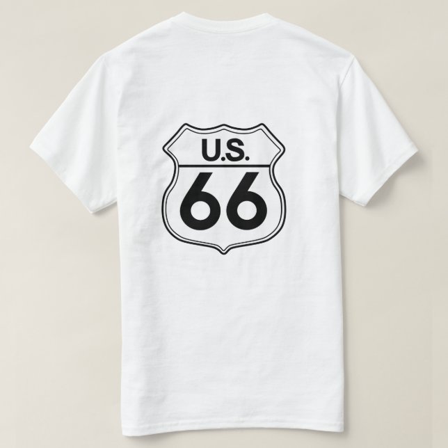 Camiseta T-shirt Mens Mens nos EUA Route 66 (Verso do Design)