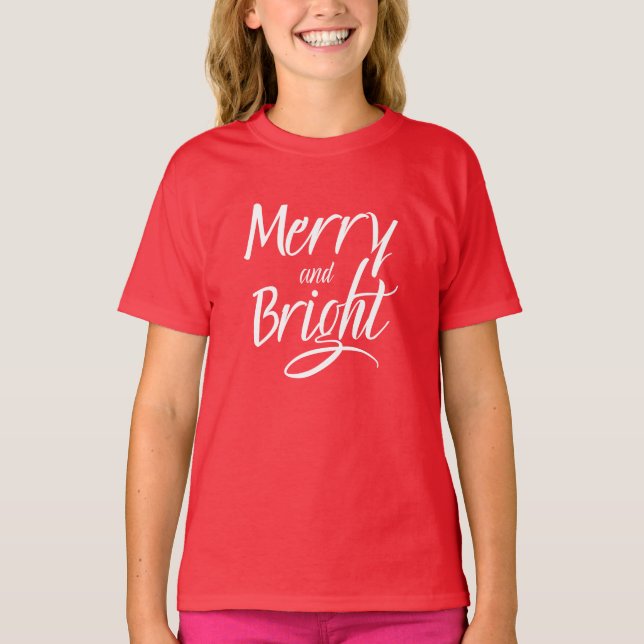 Camiseta T-Shirt : Merry and Bright (deep red) (Frente)