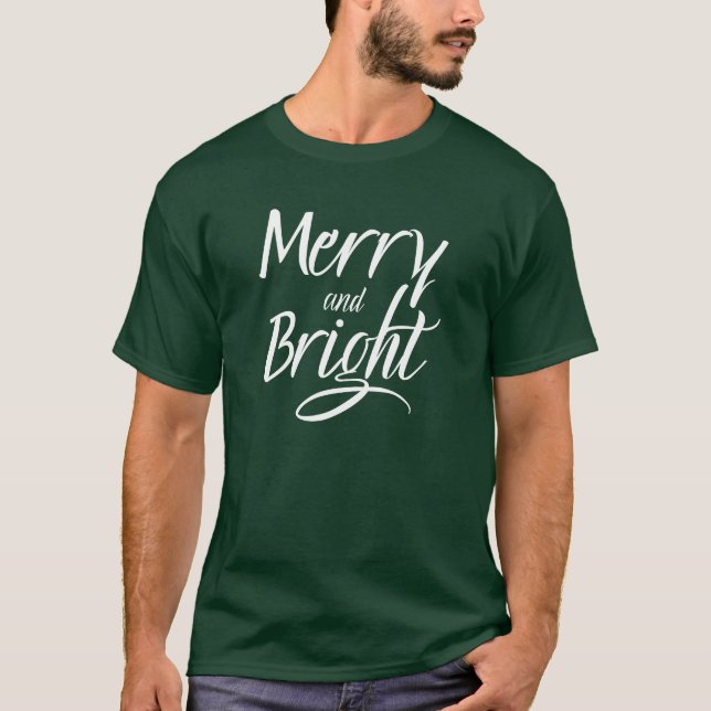 Camiseta T-Shirt : Merry and Bright (green) (Frente)