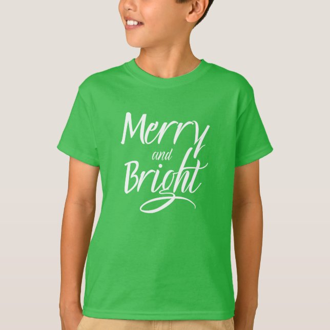 Camiseta T-Shirt : Merry and Bright (green) (Frente)