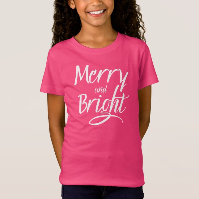 Camiseta T-Shirt : Merry and Bright (pink) (Frente)