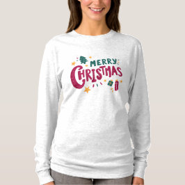 Camiseta T Shirt merry Natal tree quer santa claus