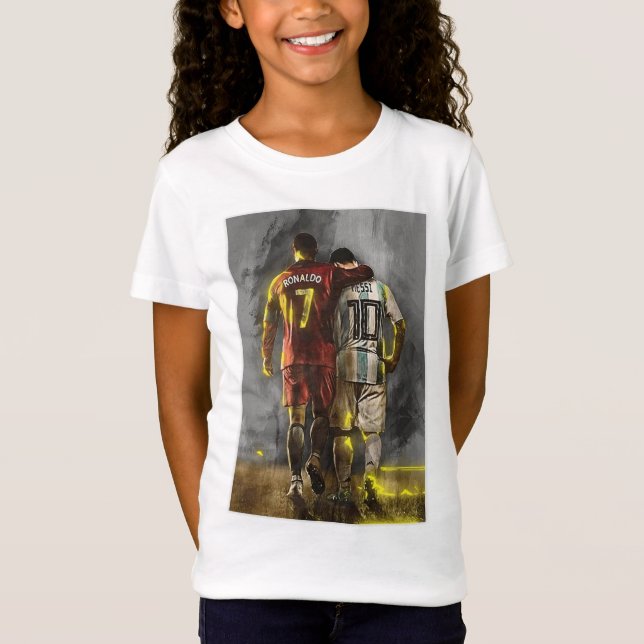 Camiseta T-Shirt Messi e impressão Ronaldo amigos (Frente)