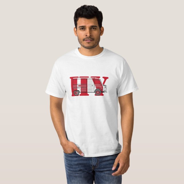 Camiseta T-shirt met Citroën HY bus rood tekst (Frente Completa)